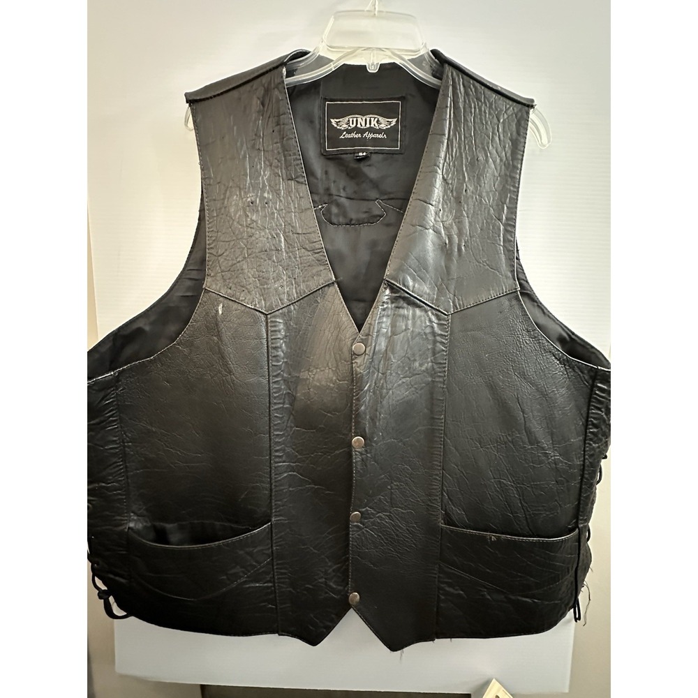 unik leather motorcycle vest Grey Dragon Michigan patch size 54